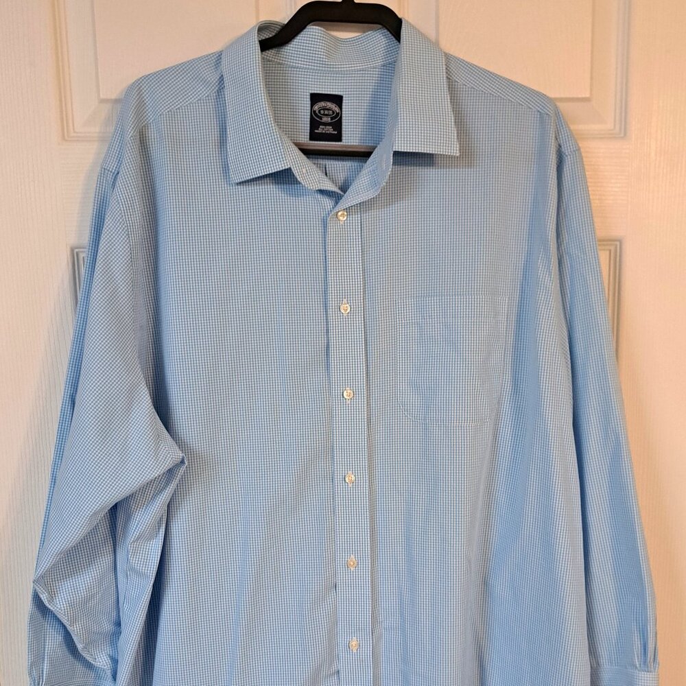 Brooks Brothers Men's Blue & White Check Button Down Shirt